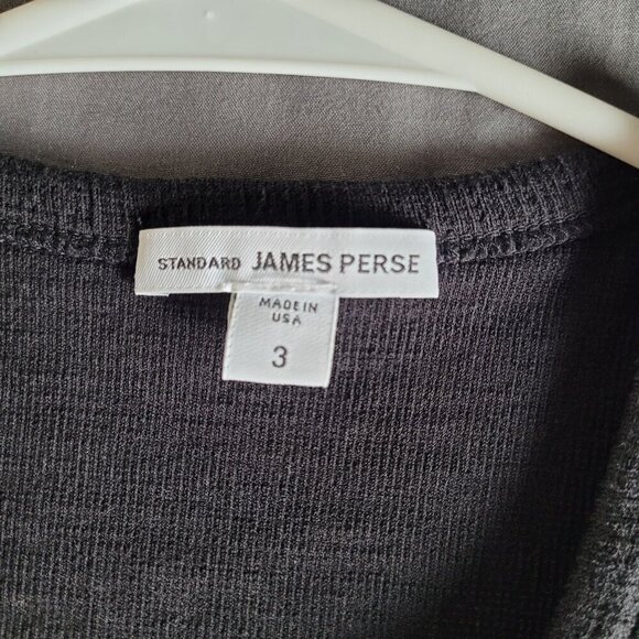 Standard James Perse Womens Black Slub Cotton Jersey Top Size 3 M/L Long Sleeve - Picture 2 of 8